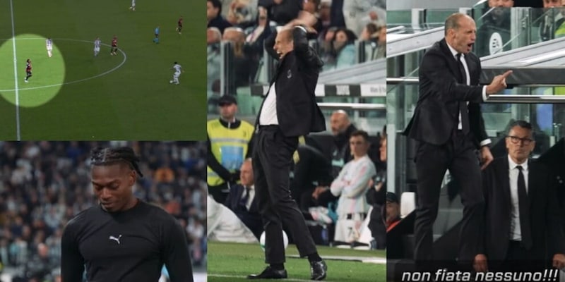 Furia Allegri con Leao durante Juve-Milan: &quot;Non mi fare incazz**!&quot;. Poi si sfoga con la panchina: &quot;Nello spogliatoio…&quot;