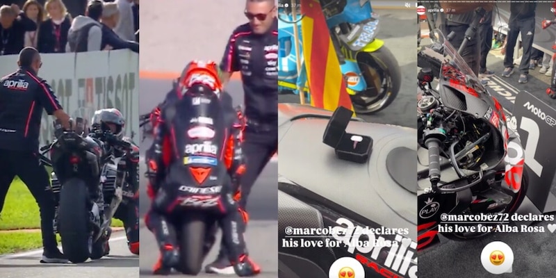 Bezzecchi propone matrimonio alla sua Aprilia e consegna l’anello a Alba Rosa dopo la vittoria a Valencia