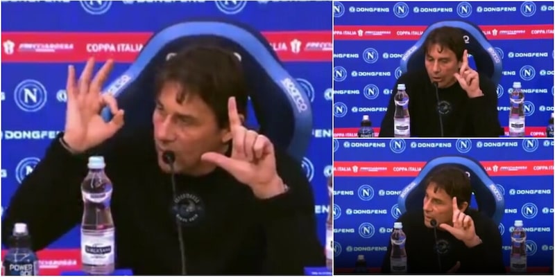 Conte in furore: gesto con le dita in conferenza stampa dopo la sconfitta contro Como