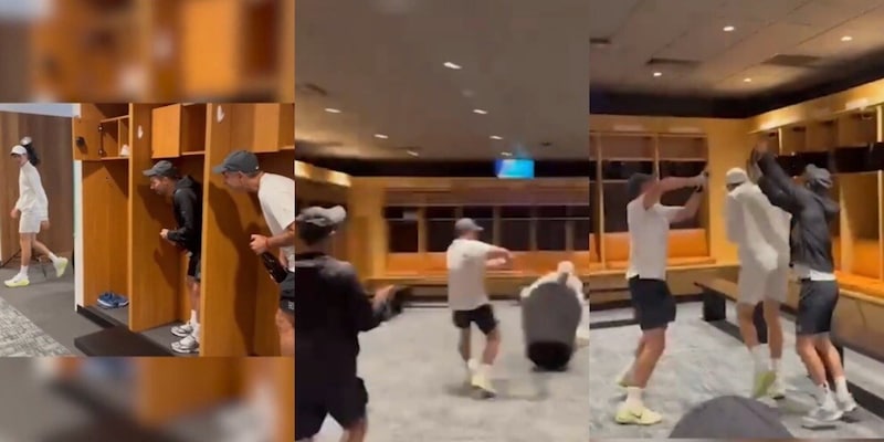 L'agguato, la rincorsa... nel bidone e la doccia di champagne: cos&igrave; hanno festeggiato Jannik Sinner a Miami