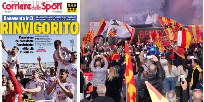 "Rinvigorito", il Benevento torna in B: la prima pagina speciale (e il poster celebrativo) del Corriere dello Sport-Stadio
