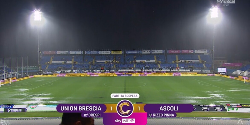 Brescia-Ascoli sospesa per pioggia, quando si recupera l'andata della finale playoff di Serie C