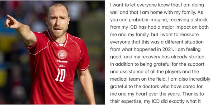 Eriksen, il messaggio dopo il nuovo malore: "Sto b
