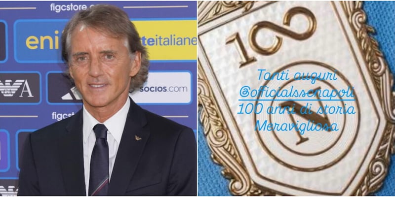 Centenario Napoli, gli auguri del ct Mancini: "100 anni di storia meravigliosa"