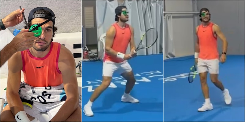 L'ultima trovata di Alcaraz, allenamento con un cono sull'occhio destro: cos'è e a cosa serve