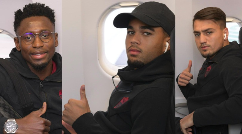 Roma, viaggio in aereo per Torino: pollice all'insù per la sfida alla Juve