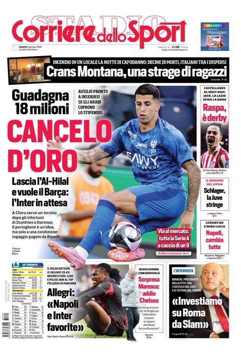 Prima pagina di oggi