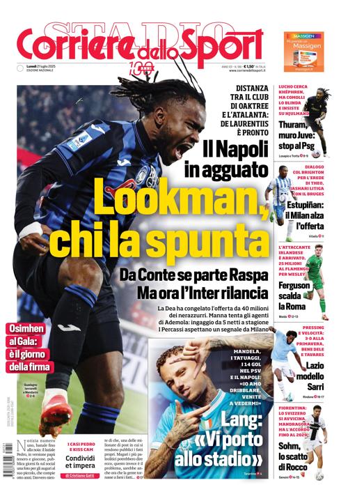Prima pagina di oggi