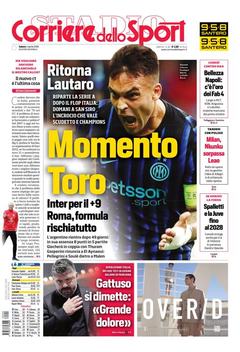 Prima pagina di oggi