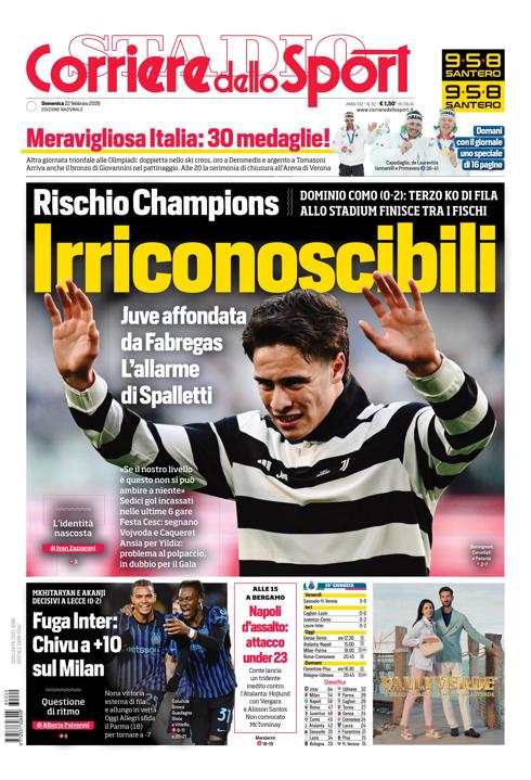 Prima pagina di oggi