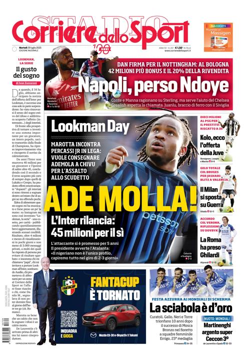 Prima pagina di oggi