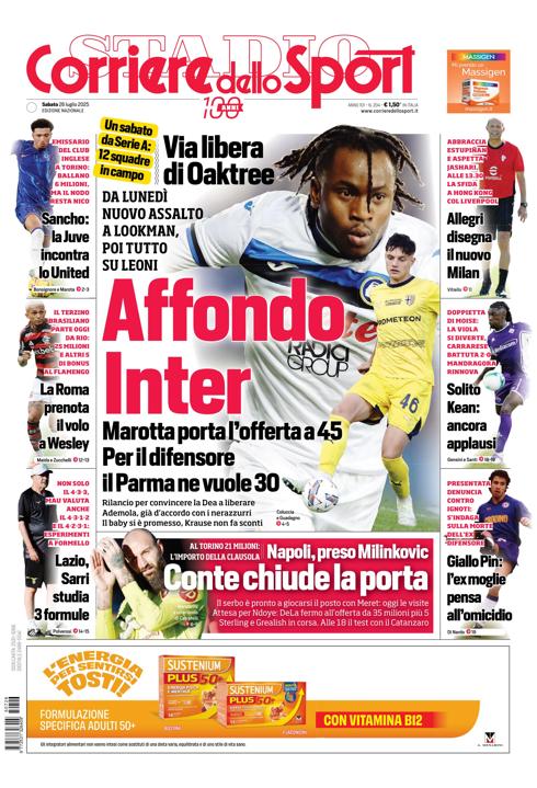 Prima pagina di oggi