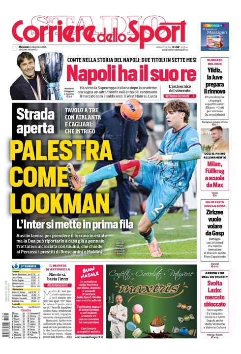 Prima pagina di oggi