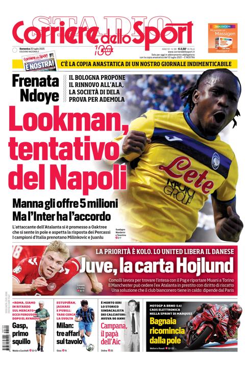Prima pagina di oggi