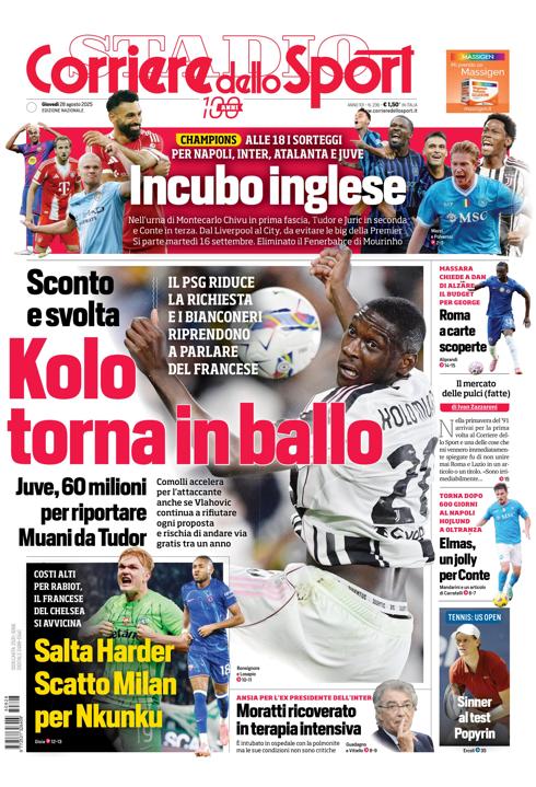 Prima pagina di oggi