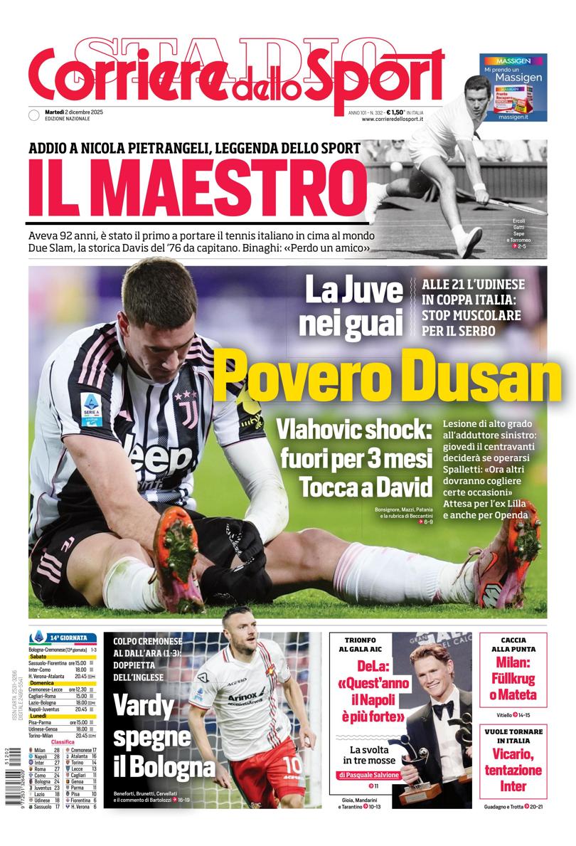 Prima pagina di oggi