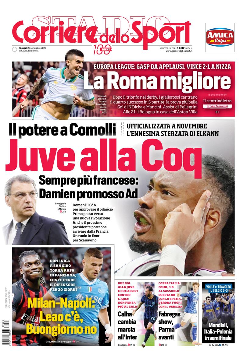 Prima pagina di oggi