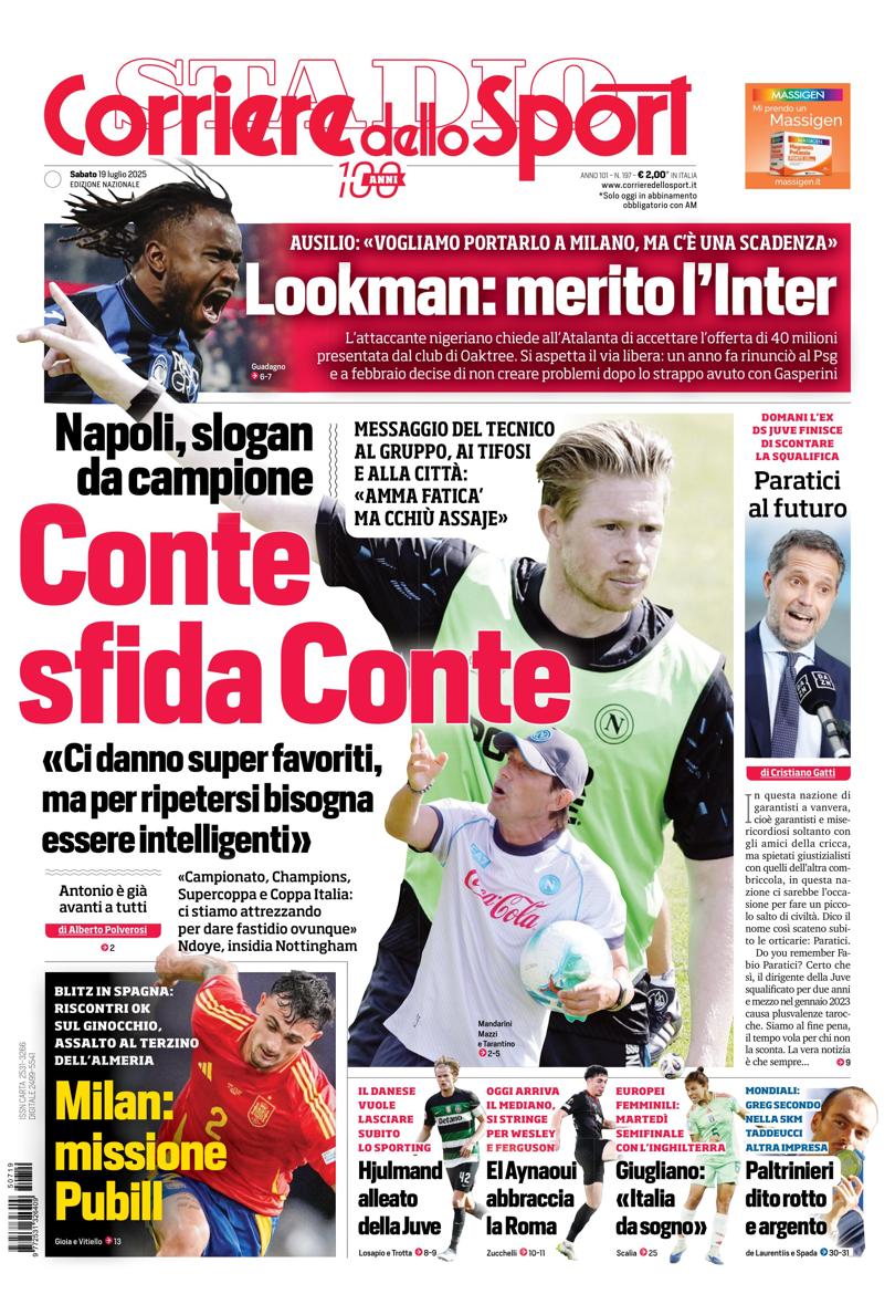 Prima pagina di oggi