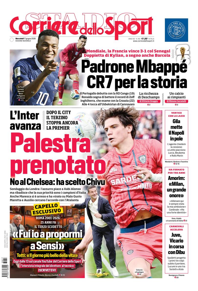 Prima pagina di oggi