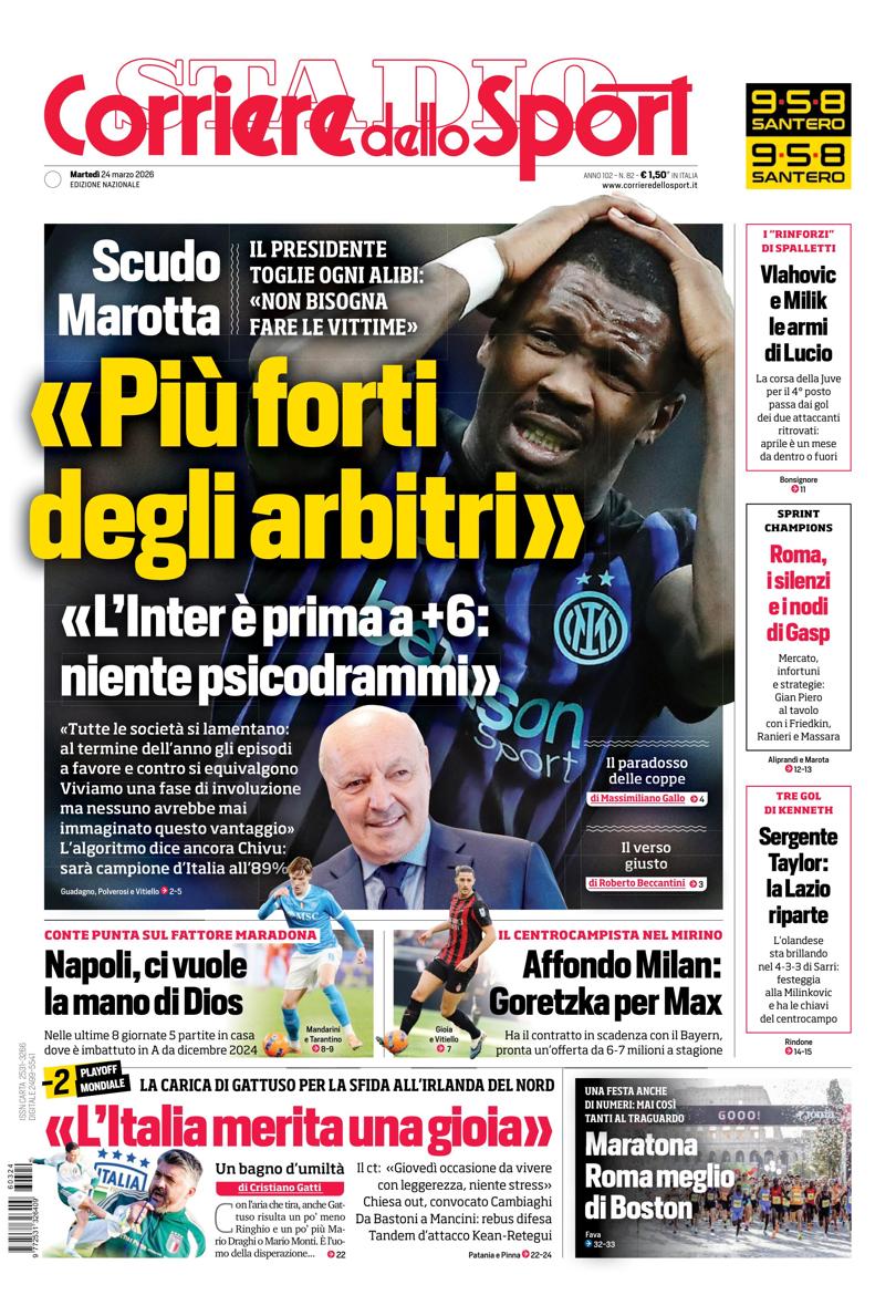 Prima pagina di oggi