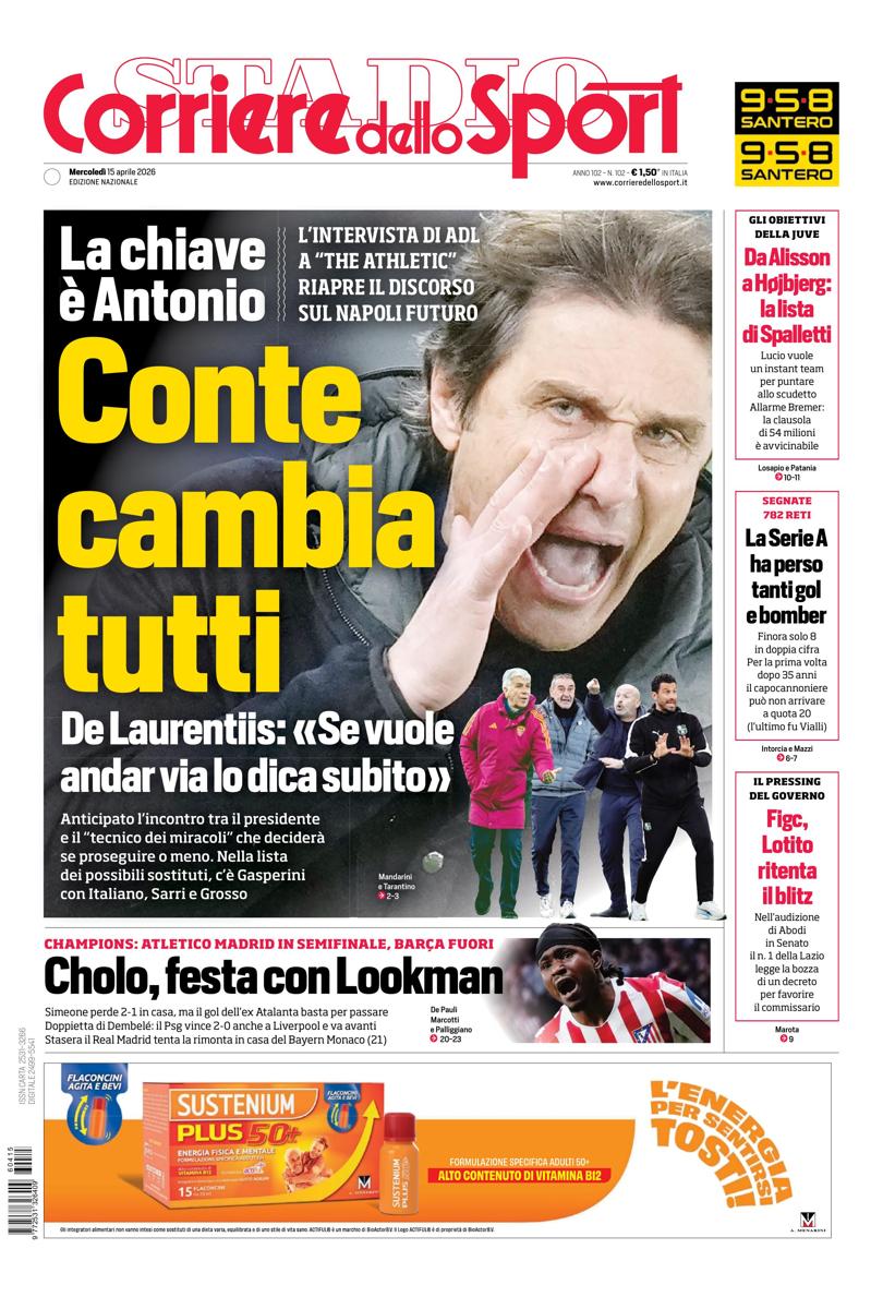 Prima pagina di oggi