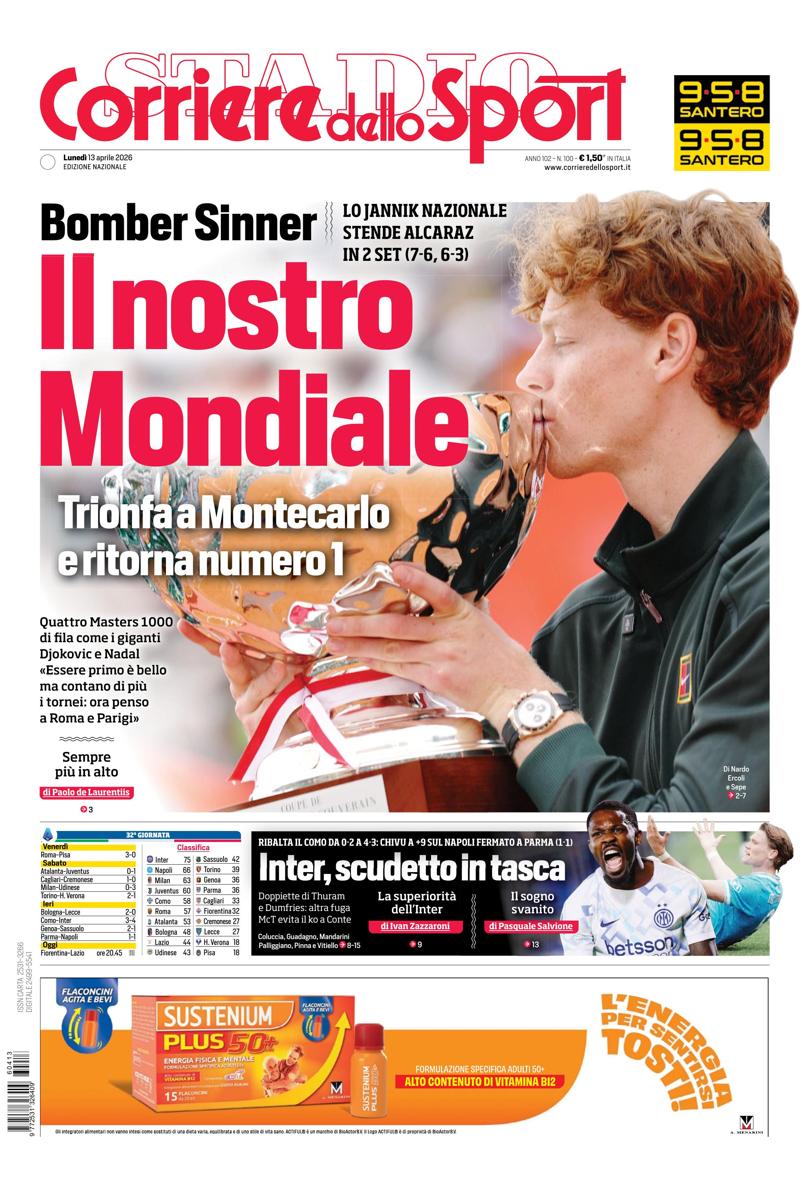 Prima pagina di oggi
