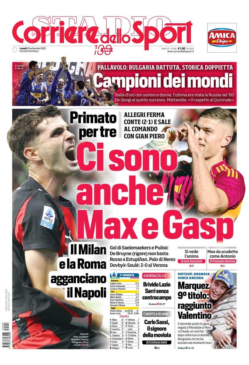 Prima pagina di oggi