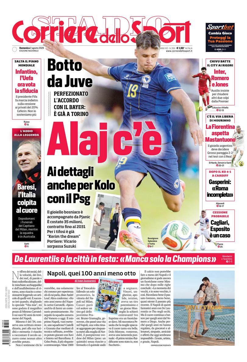 Prima pagina di oggi