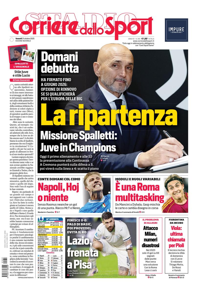 Prima pagina di oggi