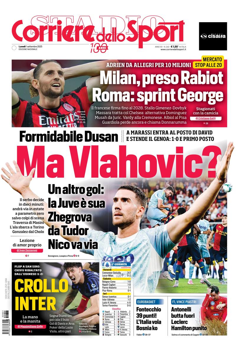 Prima pagina di oggi