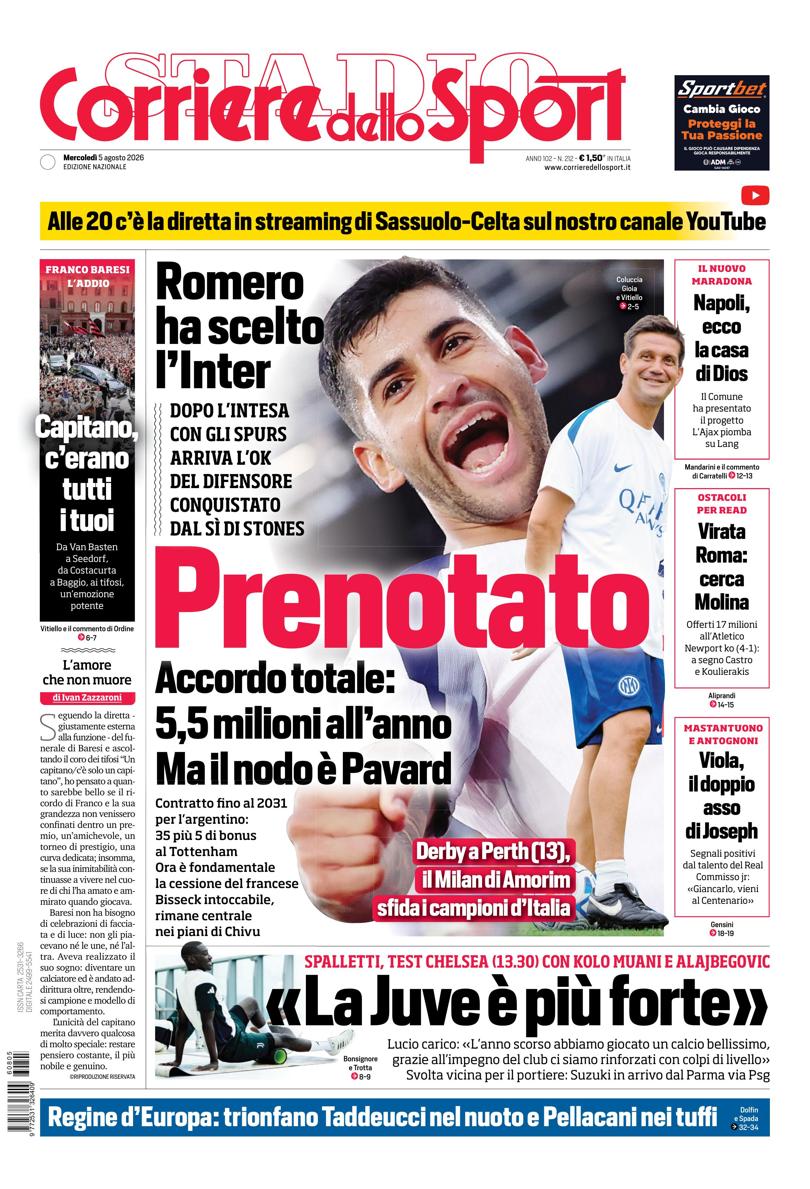 Prima pagina di oggi