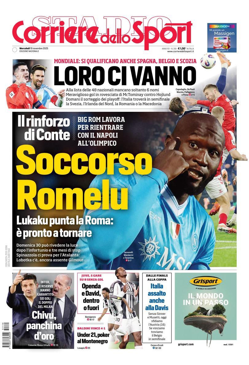 Prima pagina di oggi