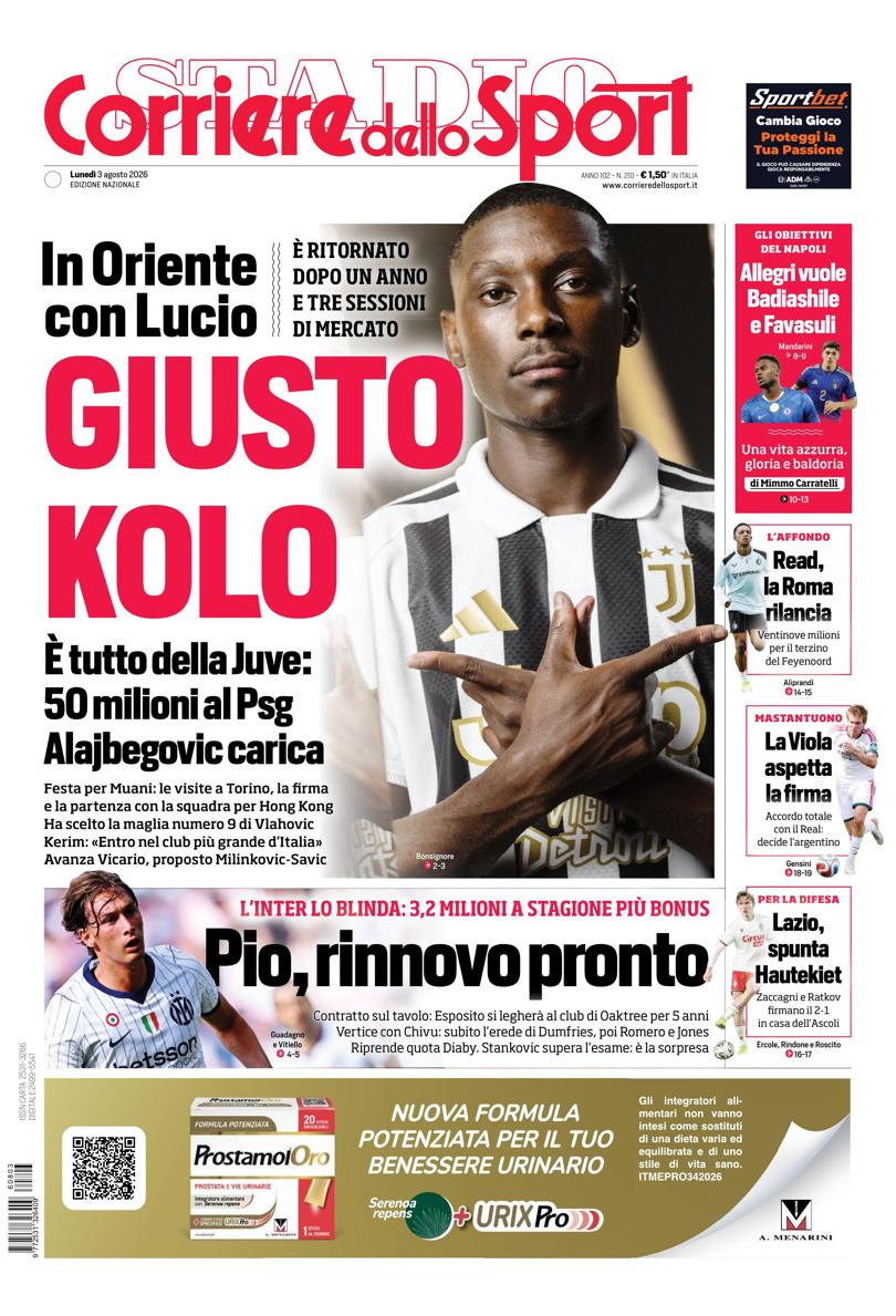 Prima pagina di oggi