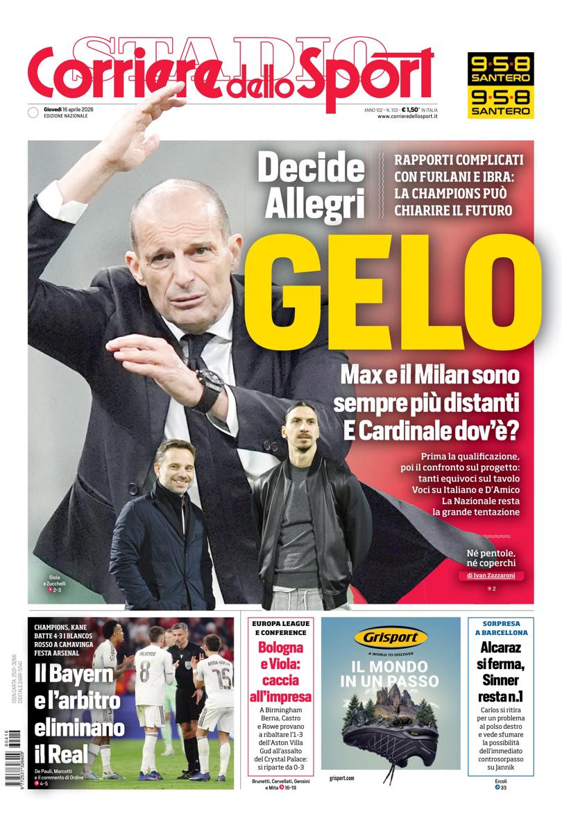 Prima pagina Corriere dello Sport