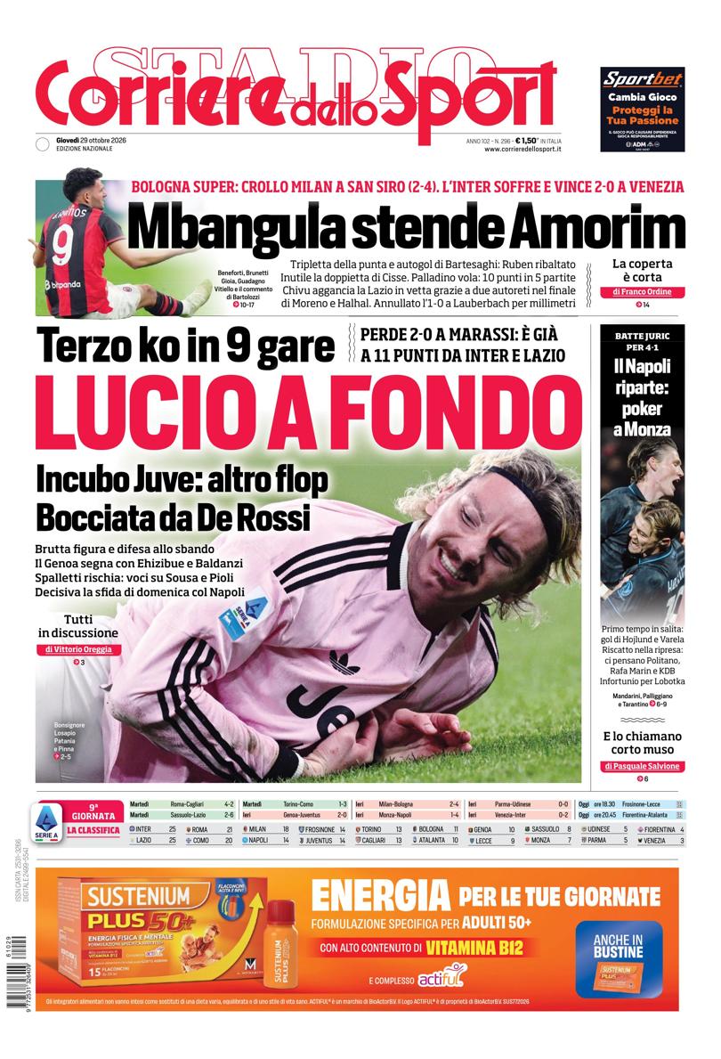 Prima pagina Corriere dello Sport