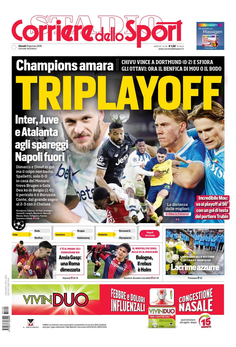 Prima pagina di oggi