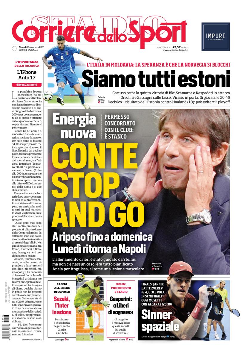 Prima pagina di oggi