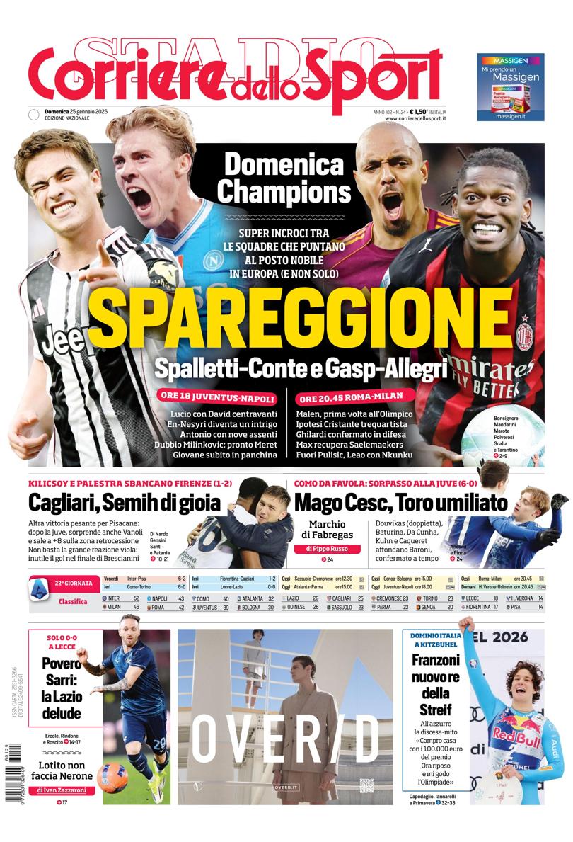 Prima pagina di oggi