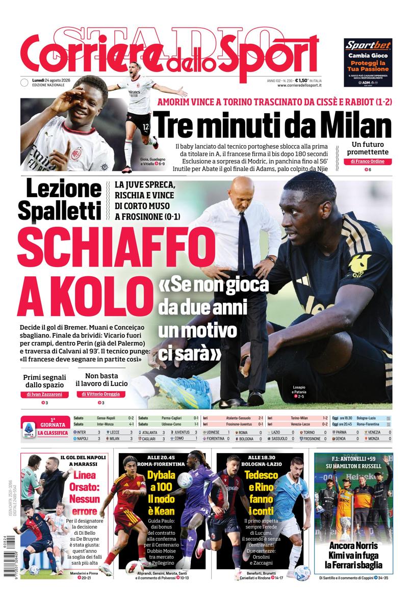 Prima pagina di oggi