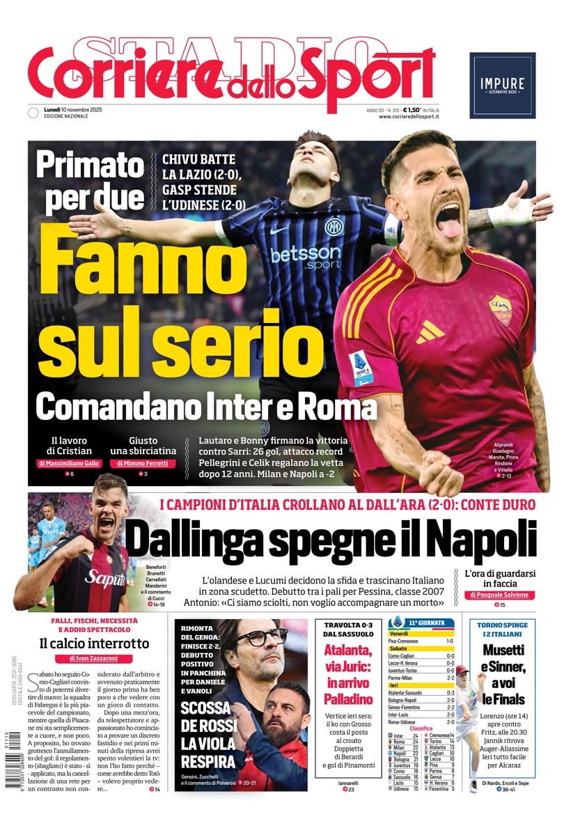 Prima pagina di oggi