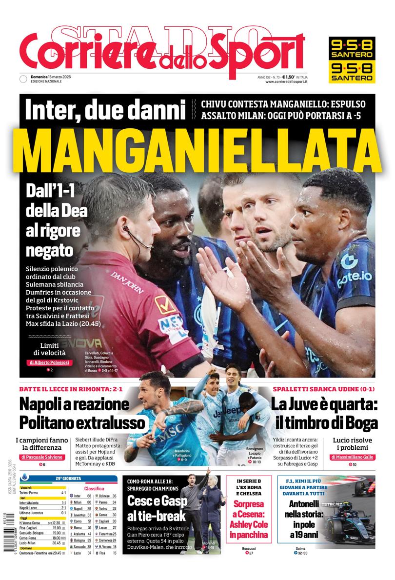 Prima pagina di oggi