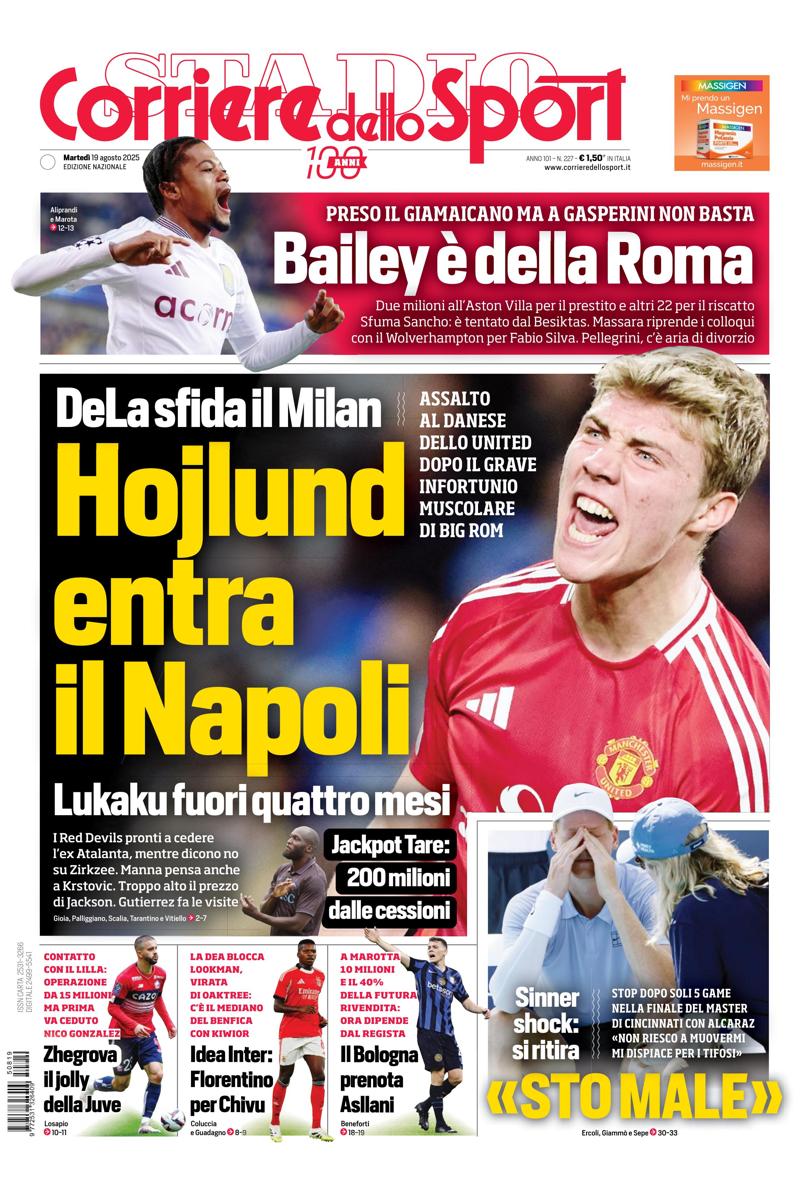 Prima pagina di oggi