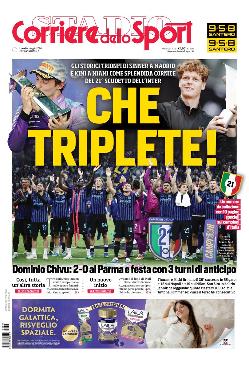 Prima pagina di oggi