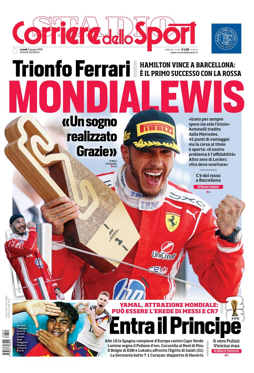 Prima pagina di oggi