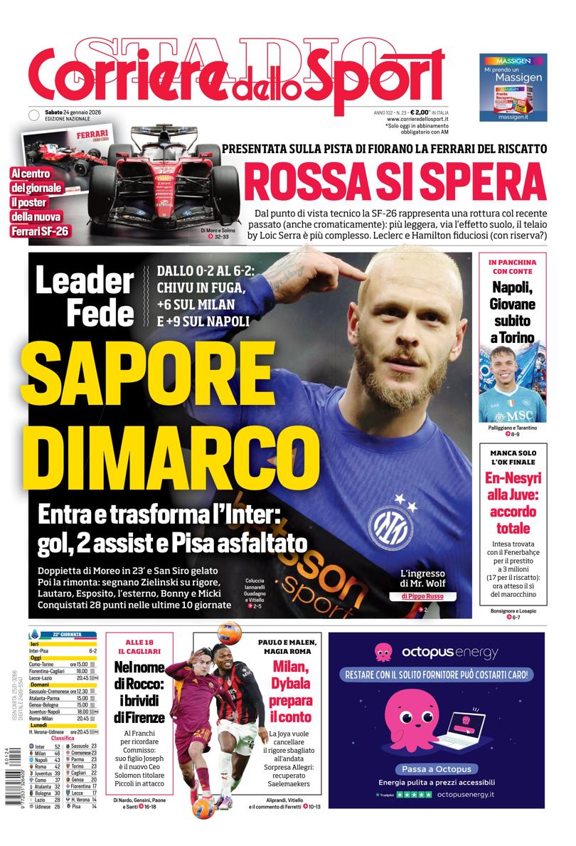 Prima pagina di oggi