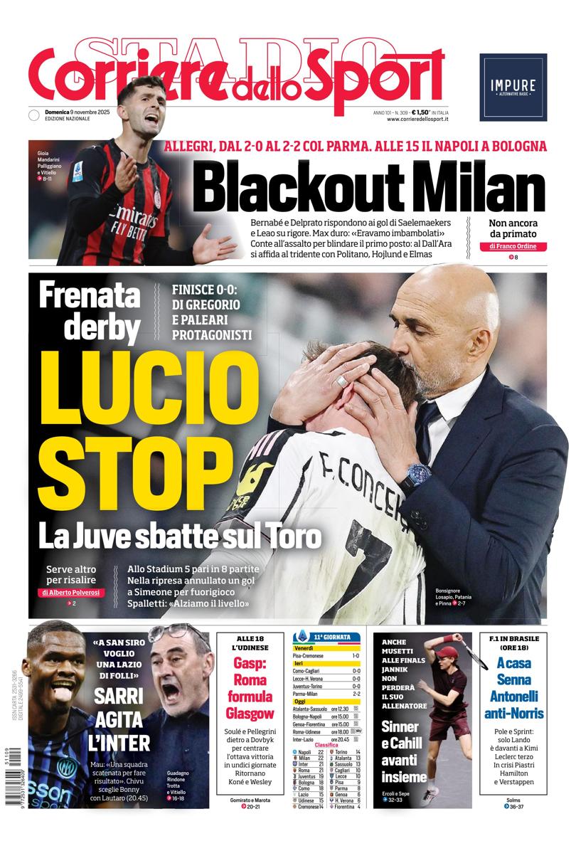 Prima pagina di oggi