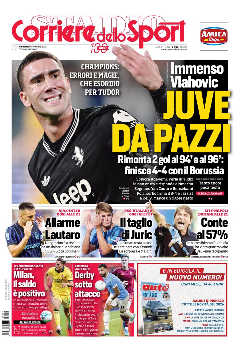 Prima pagina di oggi