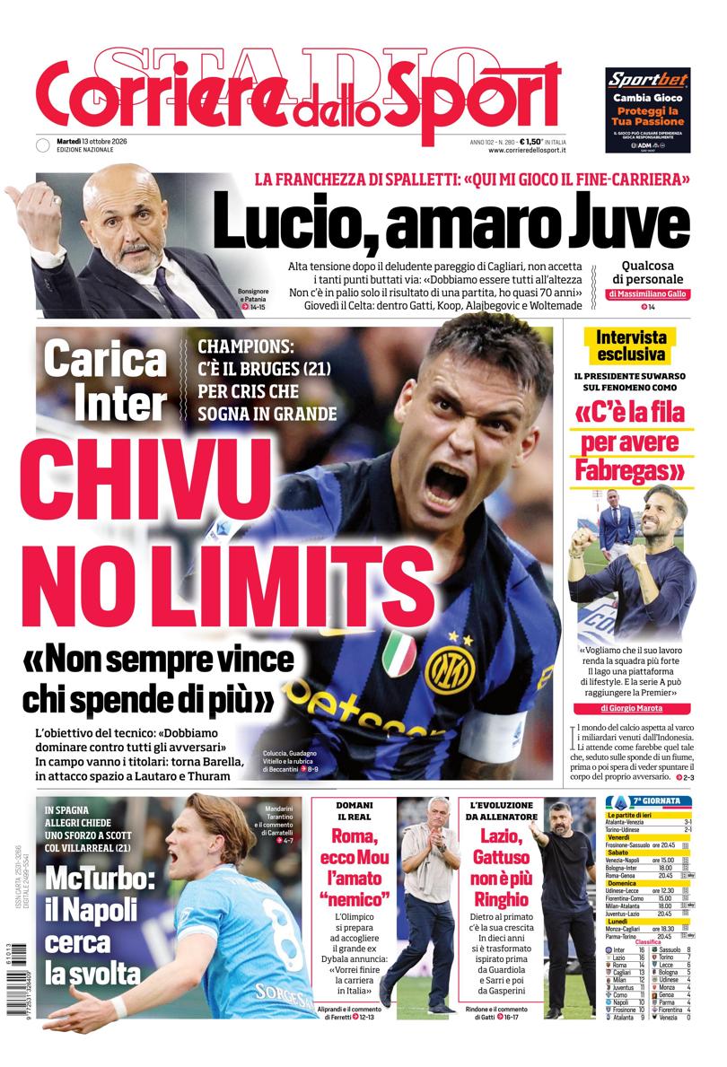 Prima pagina di oggi