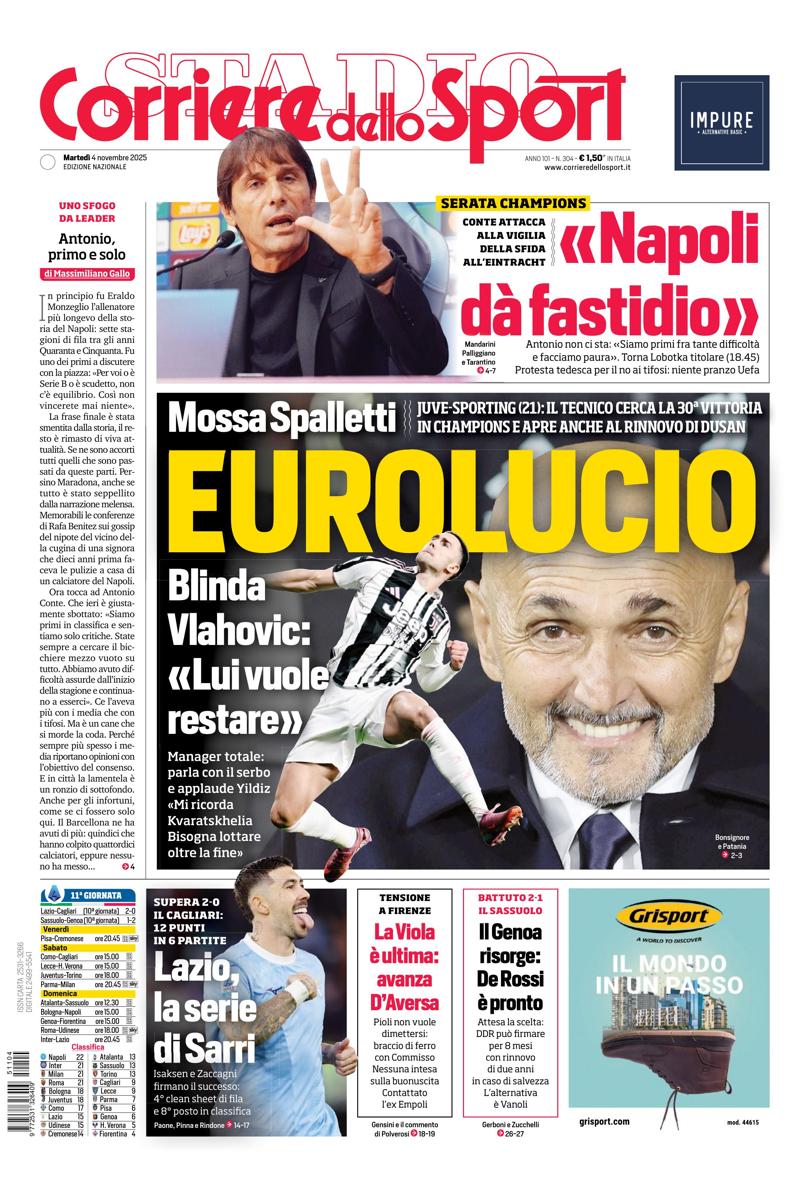 Prima pagina di oggi
