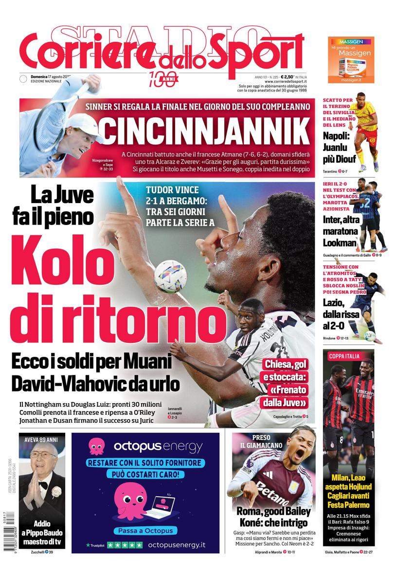 Prima pagina di oggi
